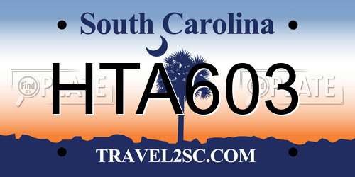 HTA603 South Carolina License Plate