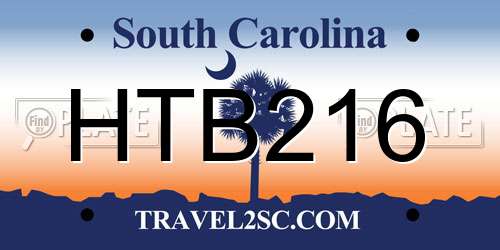 HTB216 South Carolina License Plate