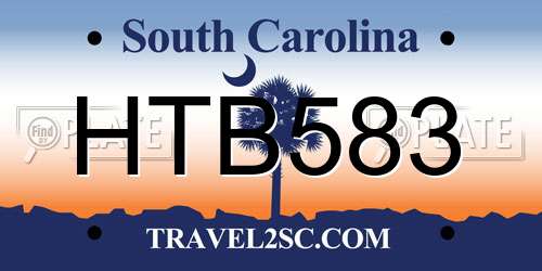 HTB583 South Carolina License Plate
