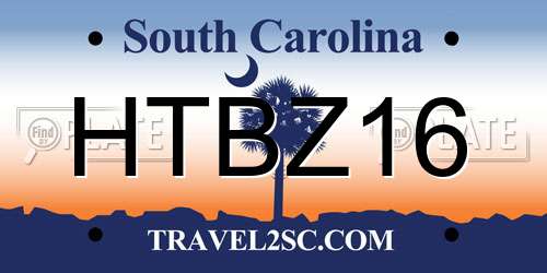 HTBZ16 South Carolina License Plate