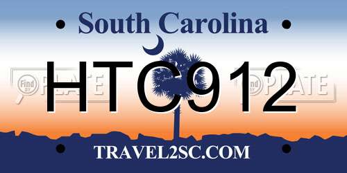 HTC912 South Carolina License Plate