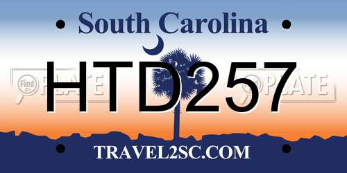 HTD257 South Carolina License Plate