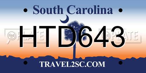 HTD643 South Carolina License Plate
