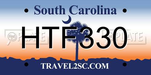 HTF330 South Carolina License Plate