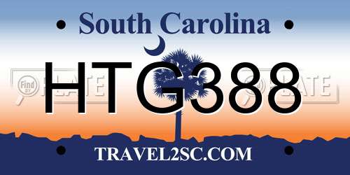 HTG388 South Carolina License Plate