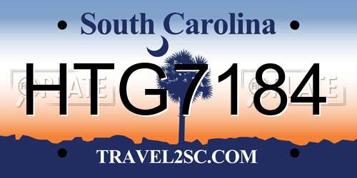 HTG7184 South Carolina License Plate