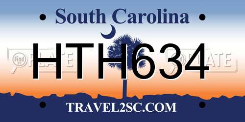 HTH634 South Carolina License Plate