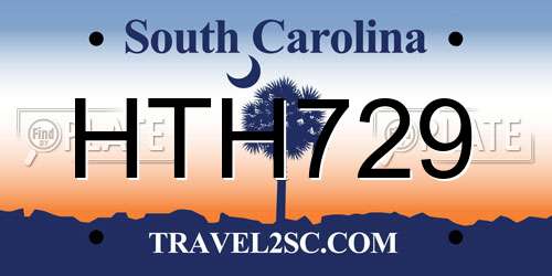 HTH729 South Carolina License Plate