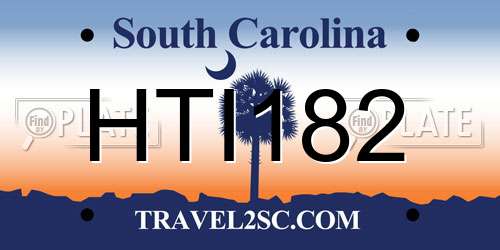 HTI182 South Carolina License Plate