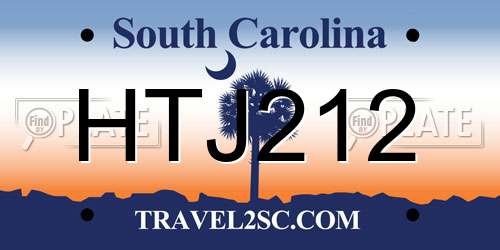 HTJ212 South Carolina License Plate