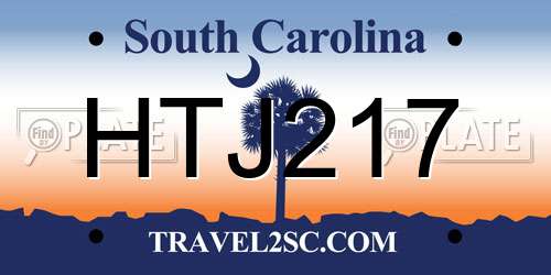 HTJ217 South Carolina License Plate