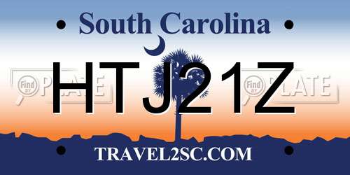 HTJ21Z South Carolina License Plate