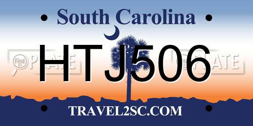 HTJ506 South Carolina License Plate