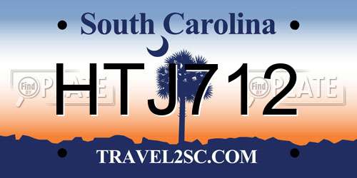 HTJ712 South Carolina License Plate