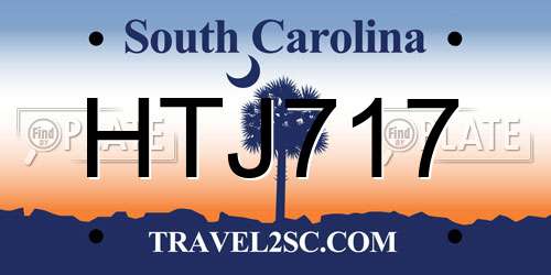 HTJ717 South Carolina License Plate