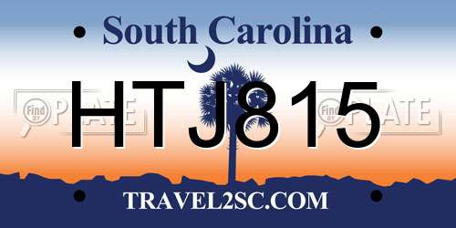 HTJ815 South Carolina License Plate