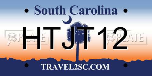 HTJT12 South Carolina License Plate