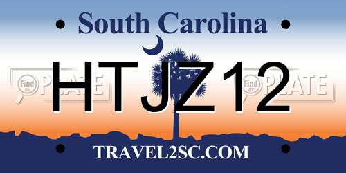 HTJZ12 South Carolina License Plate
