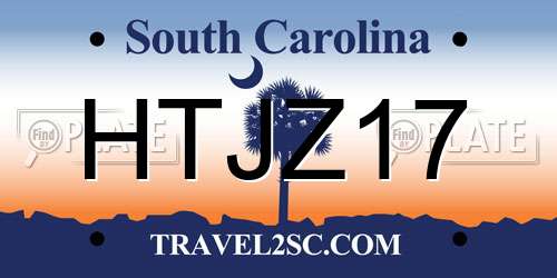 HTJZ17 South Carolina License Plate