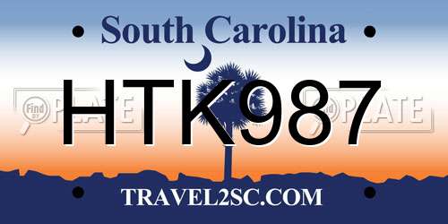 HTK987 South Carolina License Plate