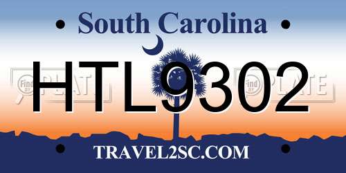 HTL9302 South Carolina License Plate