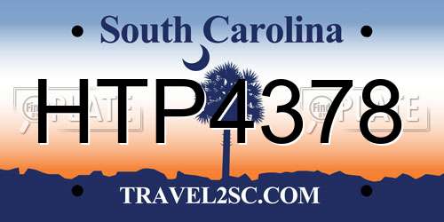 HTP4378 South Carolina License Plate