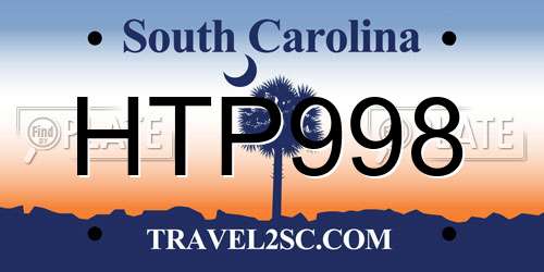 HTP998 South Carolina License Plate