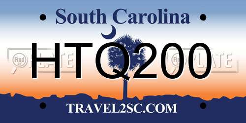 HTQ200 South Carolina License Plate