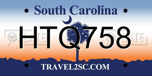 HTQ758 South Carolina License Plate