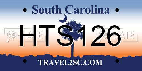 HTS126 South Carolina License Plate