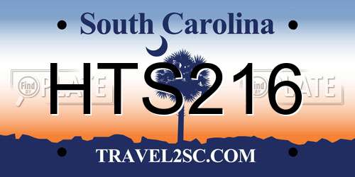 HTS216 South Carolina License Plate