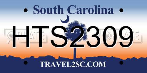 HTS2309 South Carolina License Plate