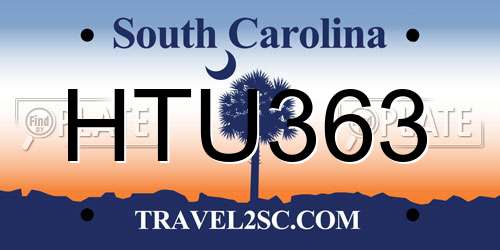 HTU363 South Carolina License Plate