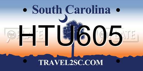 HTU605 South Carolina License Plate