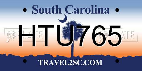 HTU765 South Carolina License Plate