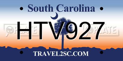 HTV927 South Carolina License Plate