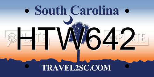 HTW642 South Carolina License Plate