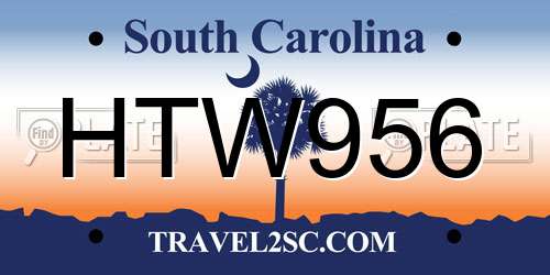 HTW956 South Carolina License Plate