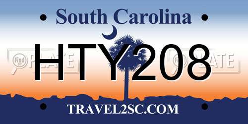HTY208 South Carolina License Plate