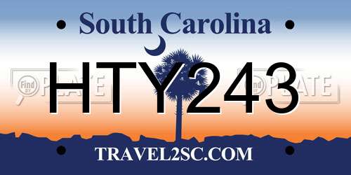 HTY243 South Carolina License Plate
