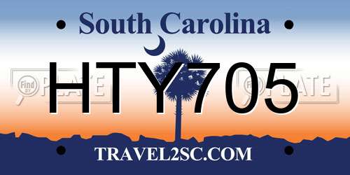 HTY705 South Carolina License Plate