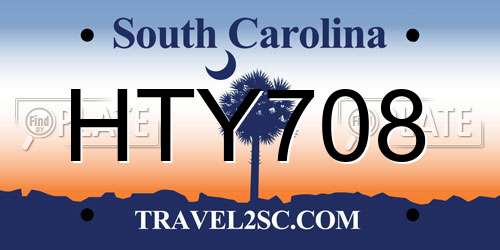 HTY708 South Carolina License Plate