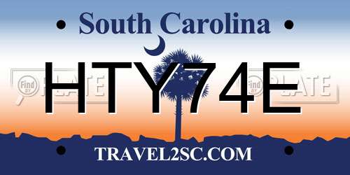 HTY74E South Carolina License Plate
