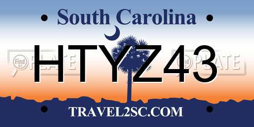 HTYZ43 South Carolina License Plate