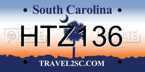 HTZ136 South Carolina License Plate