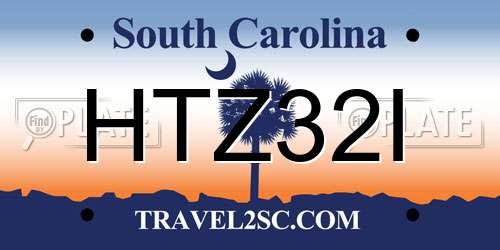 HTZ32I South Carolina License Plate