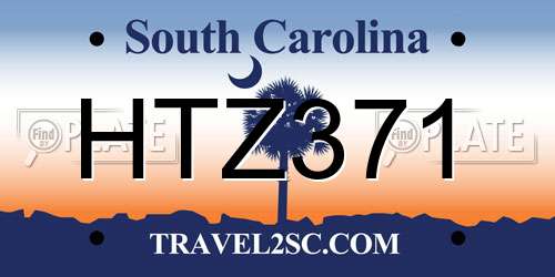 HTZ371 South Carolina License Plate