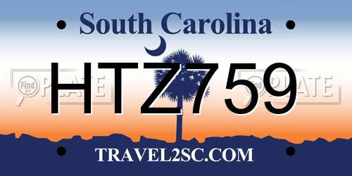 HTZ759 South Carolina License Plate