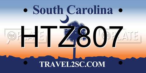 HTZ807 South Carolina License Plate