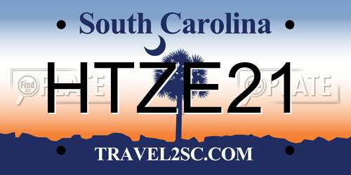 HTZE21 South Carolina License Plate